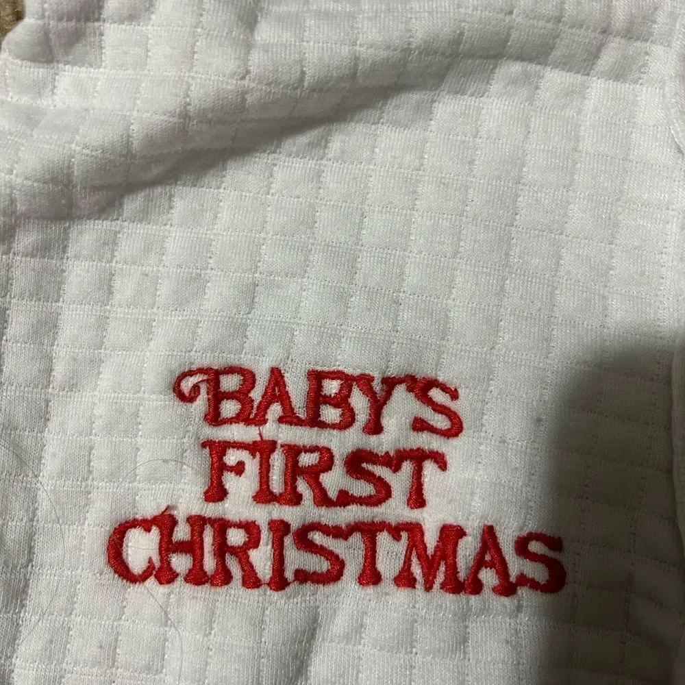 Vintage 80s Baby’s First Christmas Embroidered Footie Onesie